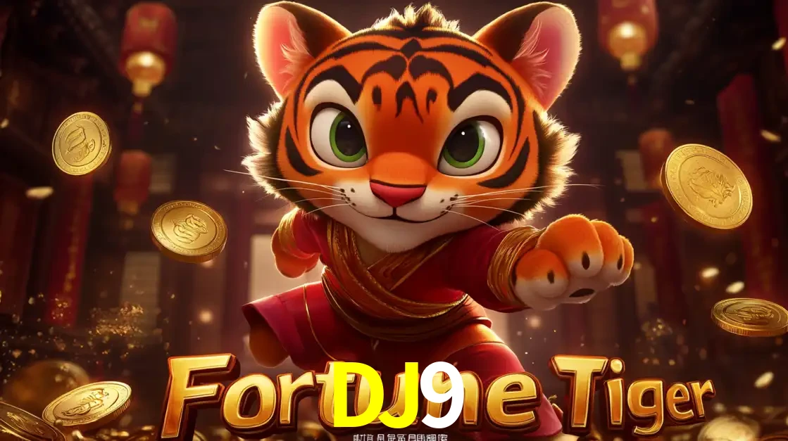 O carismático mascote do jogo de slot Fortune Tiger, um tigre fofo em pose de artes marciais, pronto para trazer sorte e multiplicadores de ganhos no cassino online DJ9.