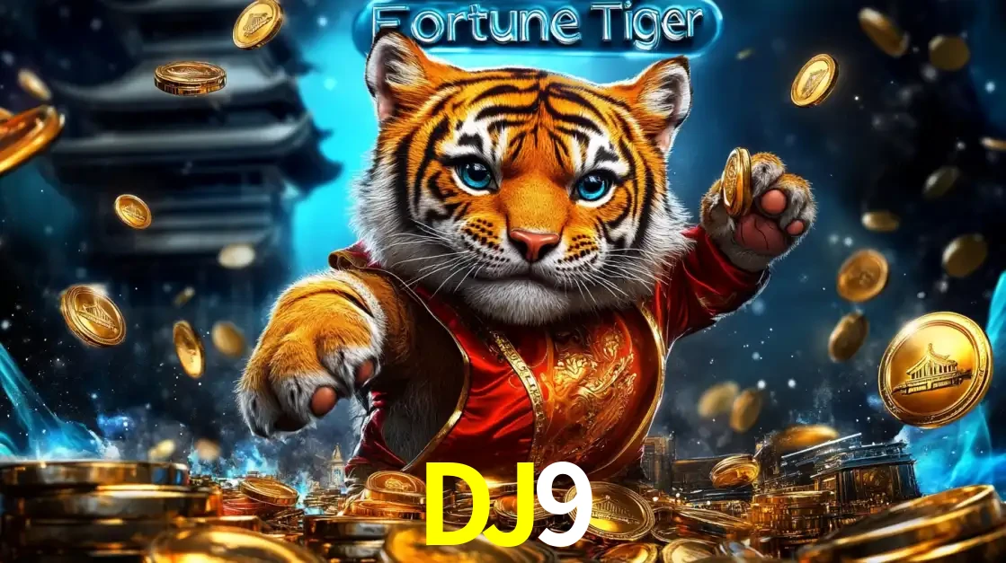 Imagem promocional do jogo de slot Fortune Tiger, com um tigre majestoso em traje tradicional cercado por uma fortuna em moedas de ouro, disponível agora no cassino DJ9.
