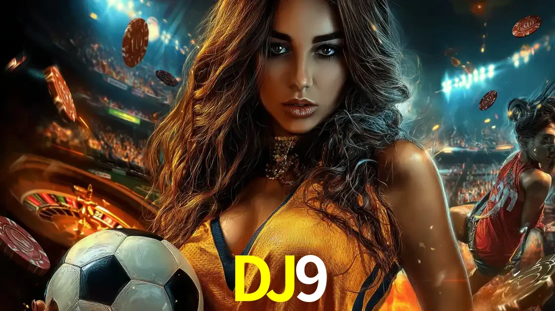 Mulher segurando uma bola de futebol em uma montagem que mistura a paixão esportiva com a emoção da roleta de cassino, tudo disponível na plataforma DJ9.